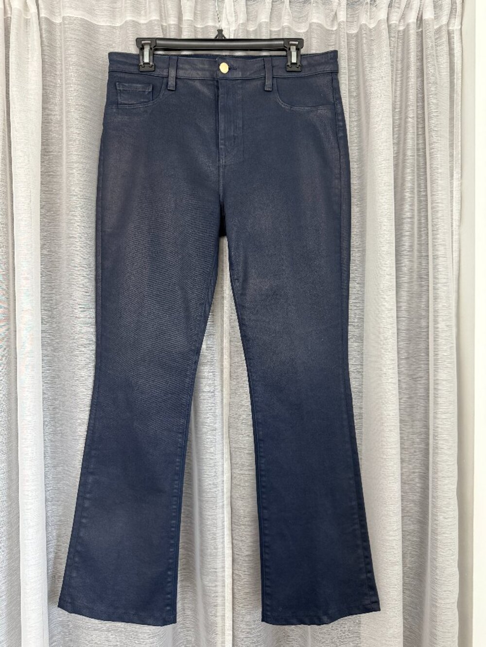 L'AGENCE Selma Sleek Baby Bootcut Jeans | Galactic Coated Denim | Size 32 EUC